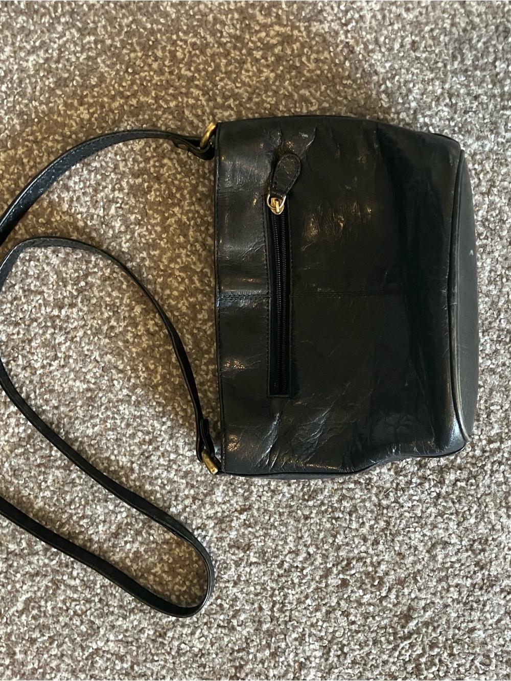 Jane Shelton genuine leather Black Crossbody Shoulder Bag made in Italy